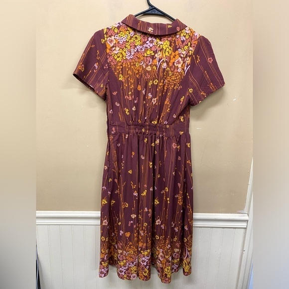 Modcloth Fit Flare Midi Dress Size Small Floral Terracotta Rustic Red NWT - Picture 2 of 5